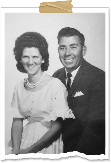 Polaroid of Janice Hart and husband