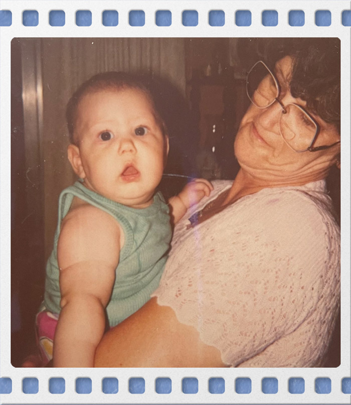 Janice Hart holding Ashley Hart as a baby